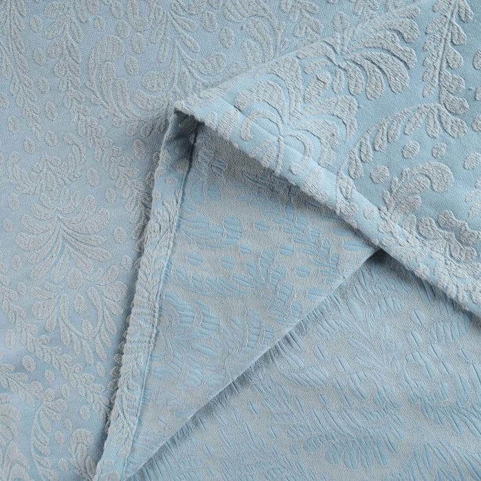 Aspen Cotton Blend Jacquard Woven Floral Scalloped Edges Bedspread Set - Light Blue
