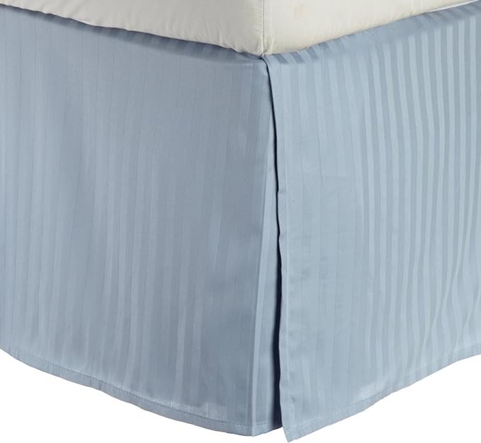 Egyptian Cotton 300 Thread Count Stripe Bed Skirt - LightBlue