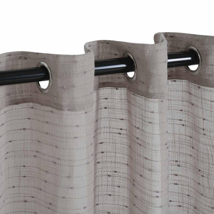 Meteorite Textured Striped Sheer Curtain Panel Set Of 2 - LightGray