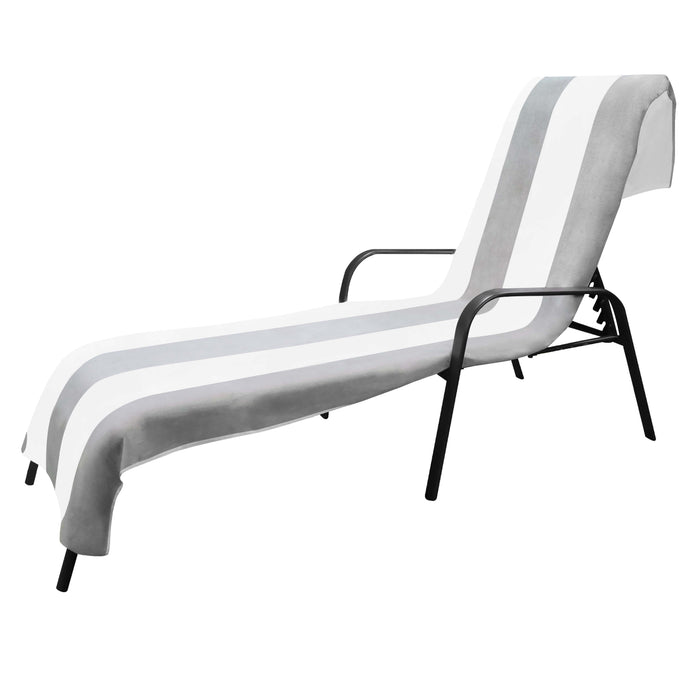 Cotton Standard Size Cabana Stripe Chaise Lounge Chair Cover - Light Grey