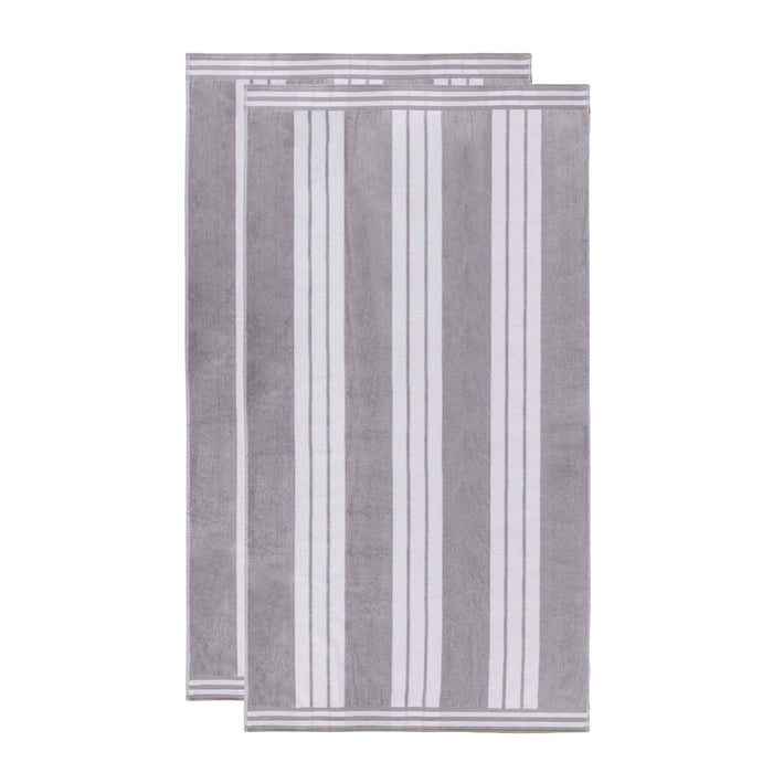 Cabana Stripe Oversized Cotton Beach Towel Set Of 2, 4, 6 - LightGray