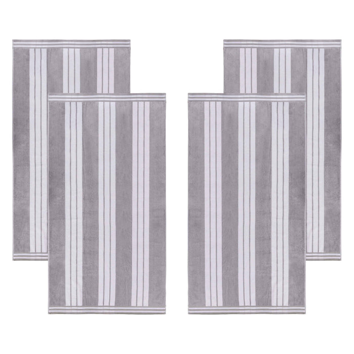 Cabana Stripe Oversized Cotton Beach Towel Set Of 2, 4, 6 - LightGray