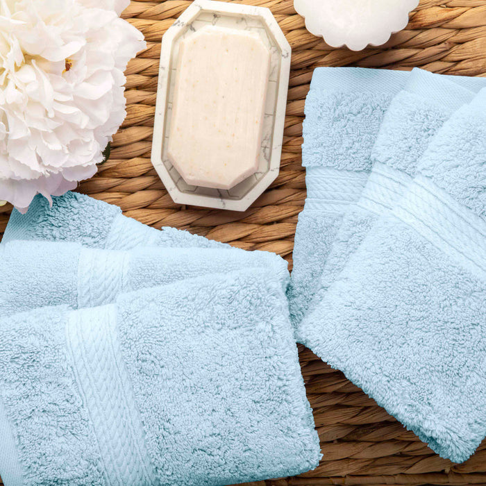 Egyptian Cotton Pile Plush Heavyweight Absorbent 3 Piece Towel Set - LightBlue