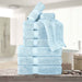 Egyptian Cotton Pile Plush Heavyweight Absorbent 9 Piece Towel Set - LightBlue