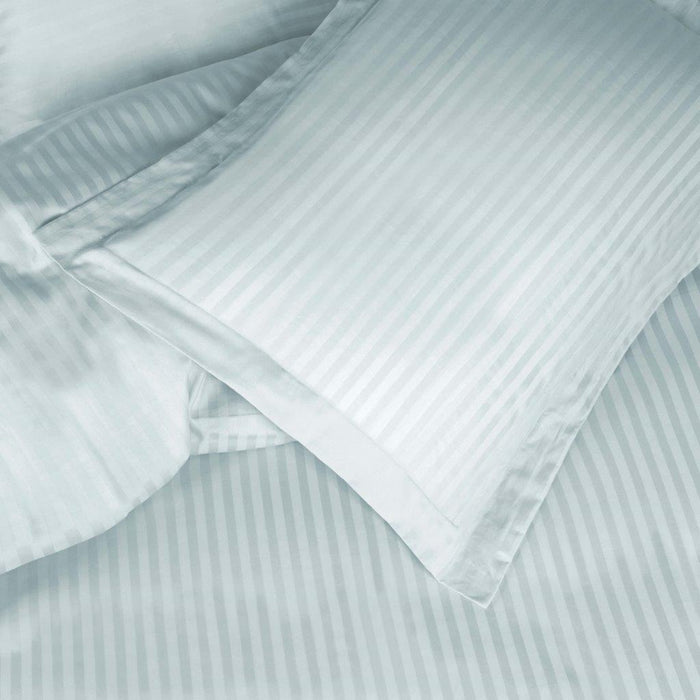 Egyptian Cotton 600 Thread Count Striped Duvet Cover Set - LightBlue