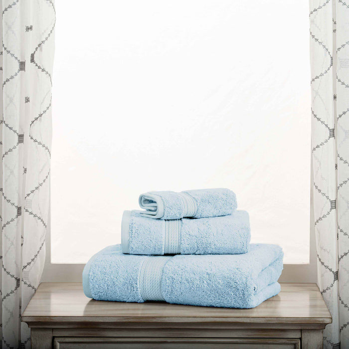 Egyptian Cotton Pile Plush Heavyweight Absorbent 3 Piece Towel Set - LightBlue