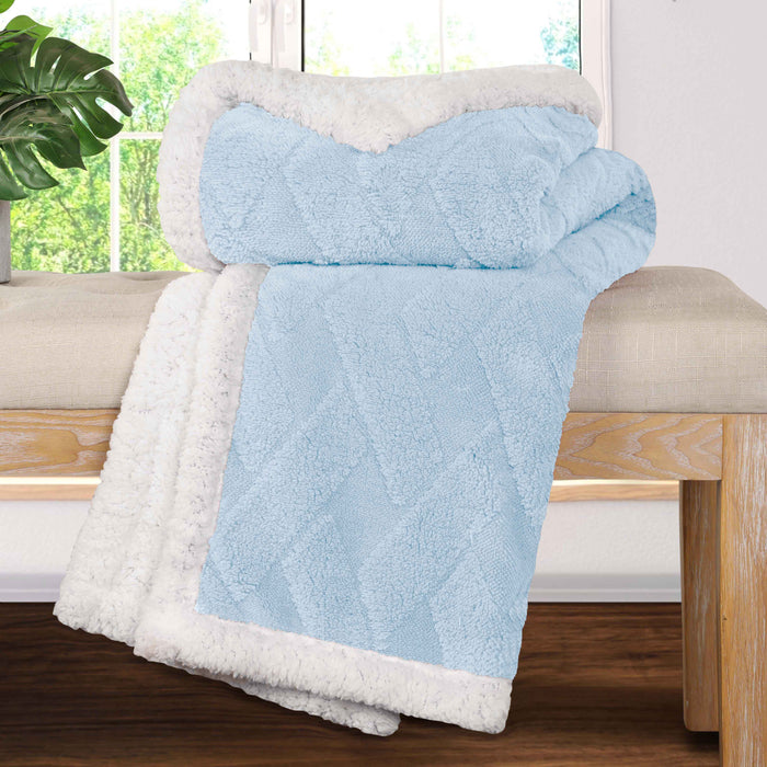 Nuuk Reversible Jacquard Lattice Plush Sherpa Fleece Blanket