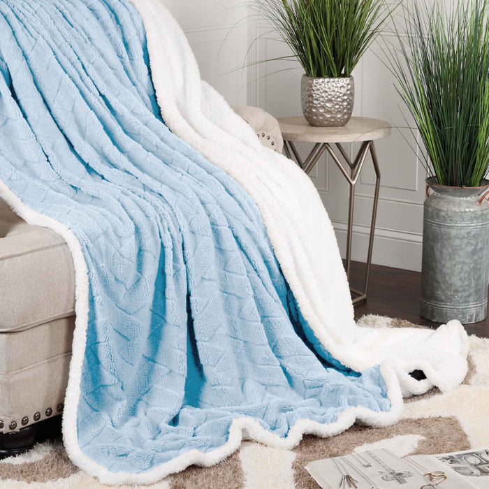 Nuuk Reversible Jacquard Lattice Plush Sherpa Fleece Blanket