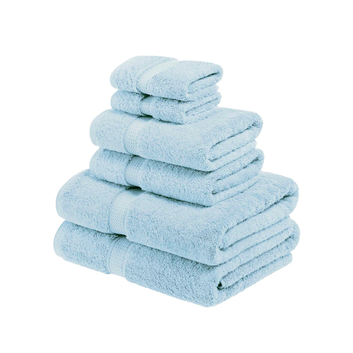 Egyptian Cotton Pile Plush Heavyweight Absorbent 6 Piece Towel Set - LightBlue