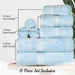 Egyptian Cotton Pile Plush Heavyweight Absorbent 8 Piece Towel Set - LightBlue