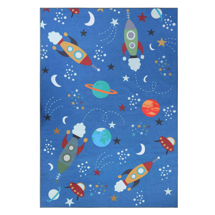 Lil' Flyer Spaceship Non-Slip Kids Playroom Washable Indoor Area Rug