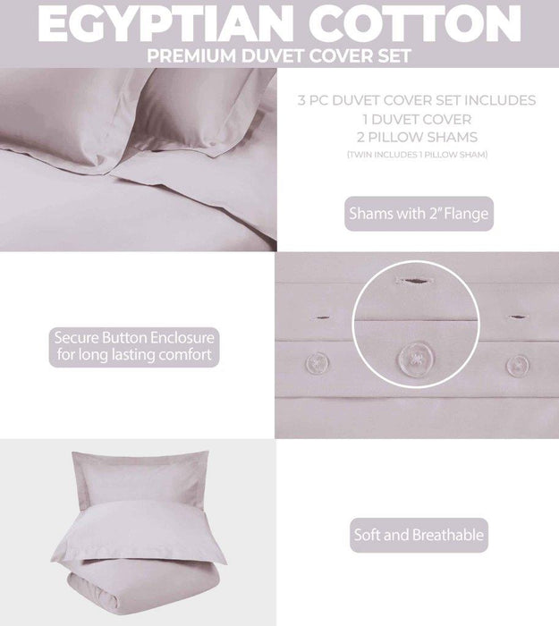 Egyptian Cotton 300 Thread Count Solid Duvet Cover Set