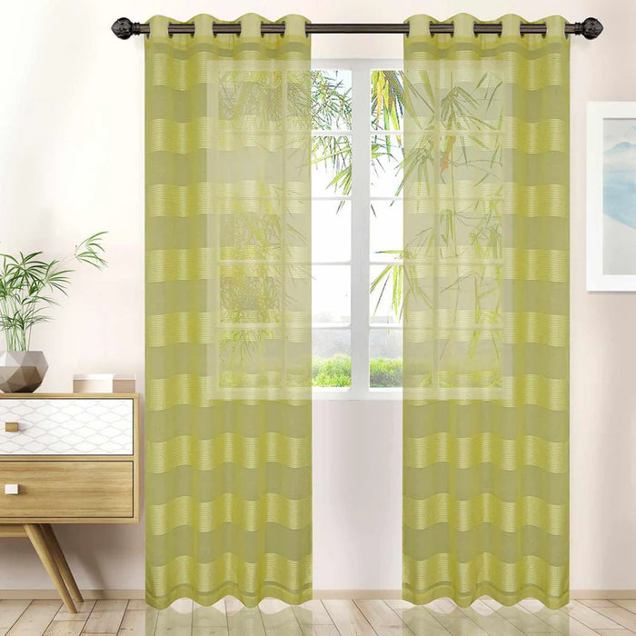 Dalisto Rope Textured Sheer Curtain Set of 2 with Grommet Top Header - Lime