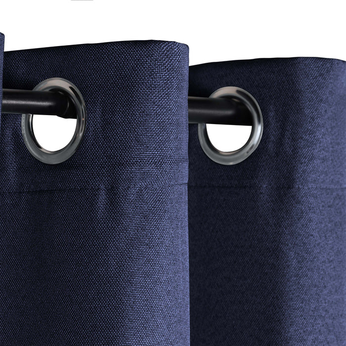 Linen-Inspired Classic Modern Blackout Curtain Set - Navy Blue