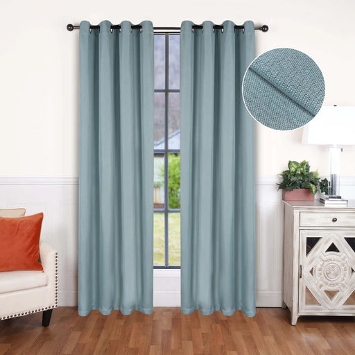 Linen-Inspired Classic Modern Blackout Curtain Set - Teal