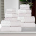 Lodie Cotton Plush Jacquard Solid and Two-Toned 12 Piece Towel Set - Stone/White