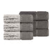 Lodie Cotton Plush Jacquard Solid and Two-Toned Hand Towel Set of 6 - Charcoal/Silver