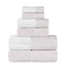 Lodie Cotton Plush Jacquard Solid and Two-Toned 6 Piece Towel Set - Stone/White