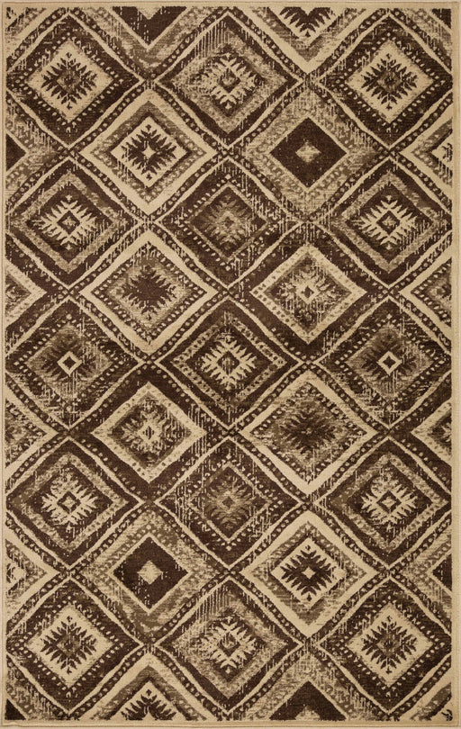 Farmhouse Southwestern Diamonds Indoor Area Rug or Runner Rug - Taupe