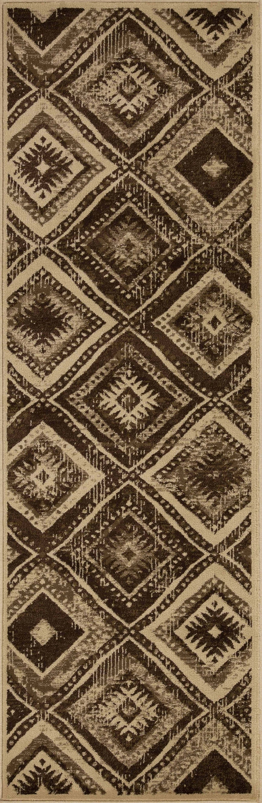 Farmhouse Southwestern Diamonds Indoor Area Rug or Runner Rug - Taupe