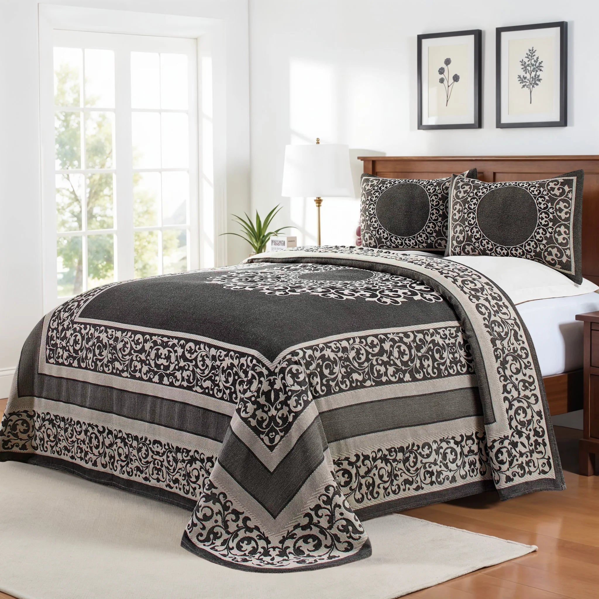 Boho Mandala Cotton Blend Woven Jacquard Bedspread Set