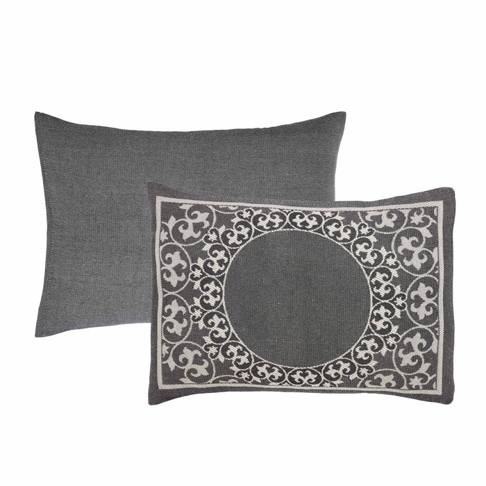 Boho Mandala Cotton Blend Woven Jacquard Bedspread Set - Charcoal