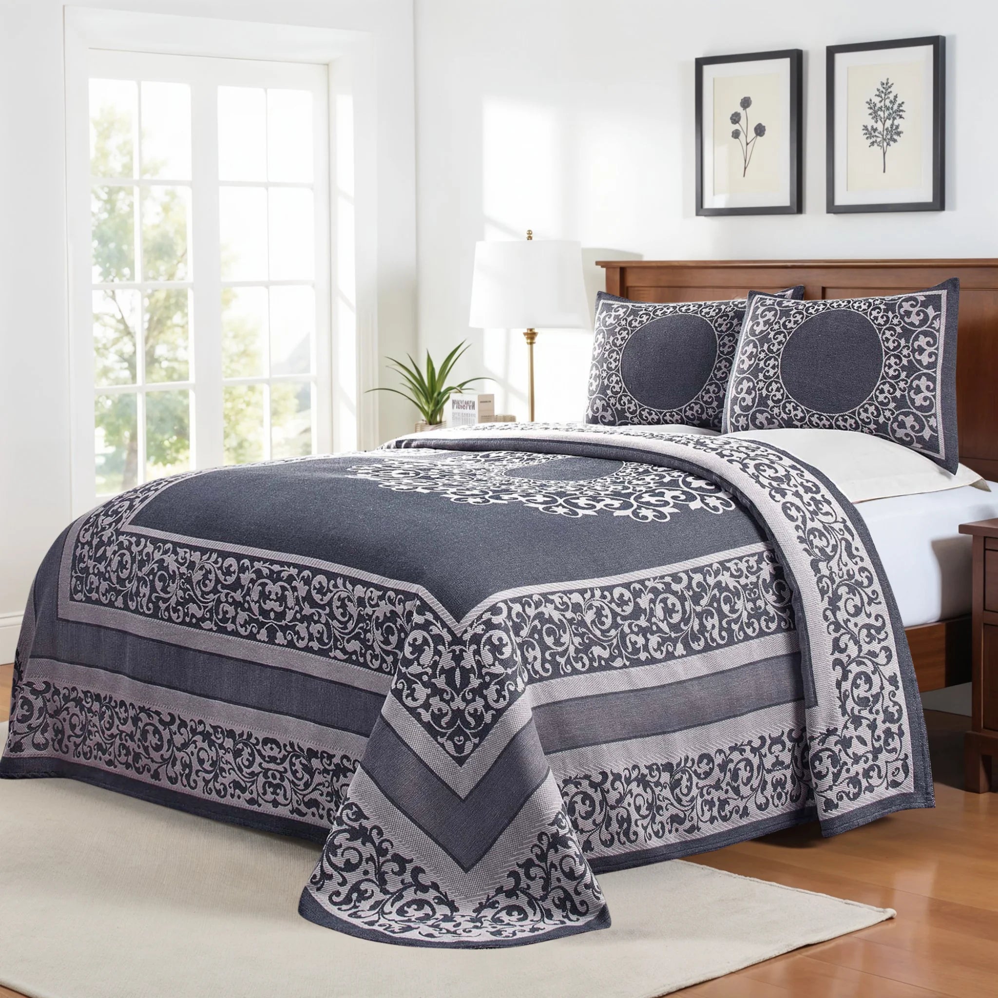 Boho Mandala Cotton Blend Woven Jacquard Bedspread Set