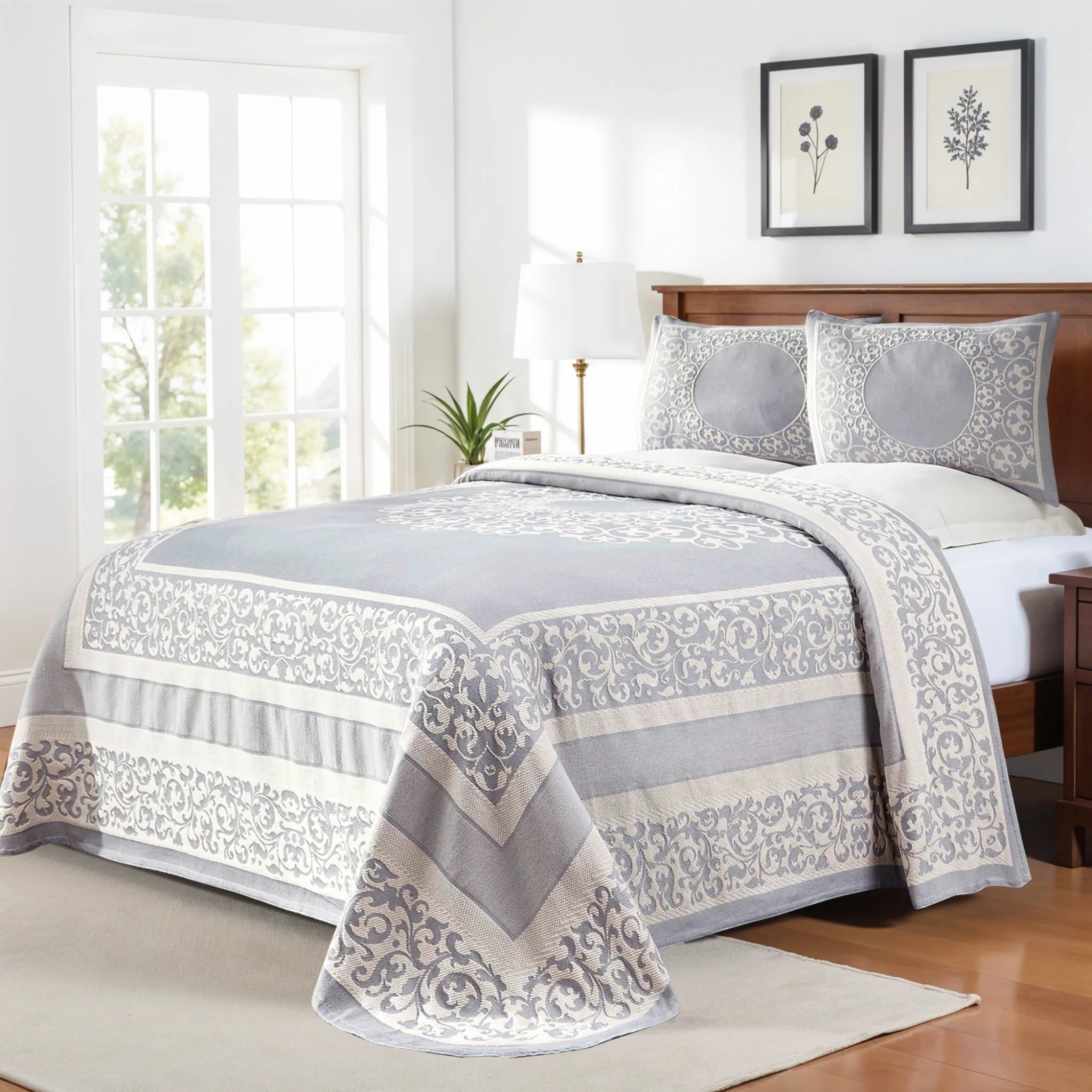 Boho Mandala Cotton Blend Woven Jacquard Bedspread Set