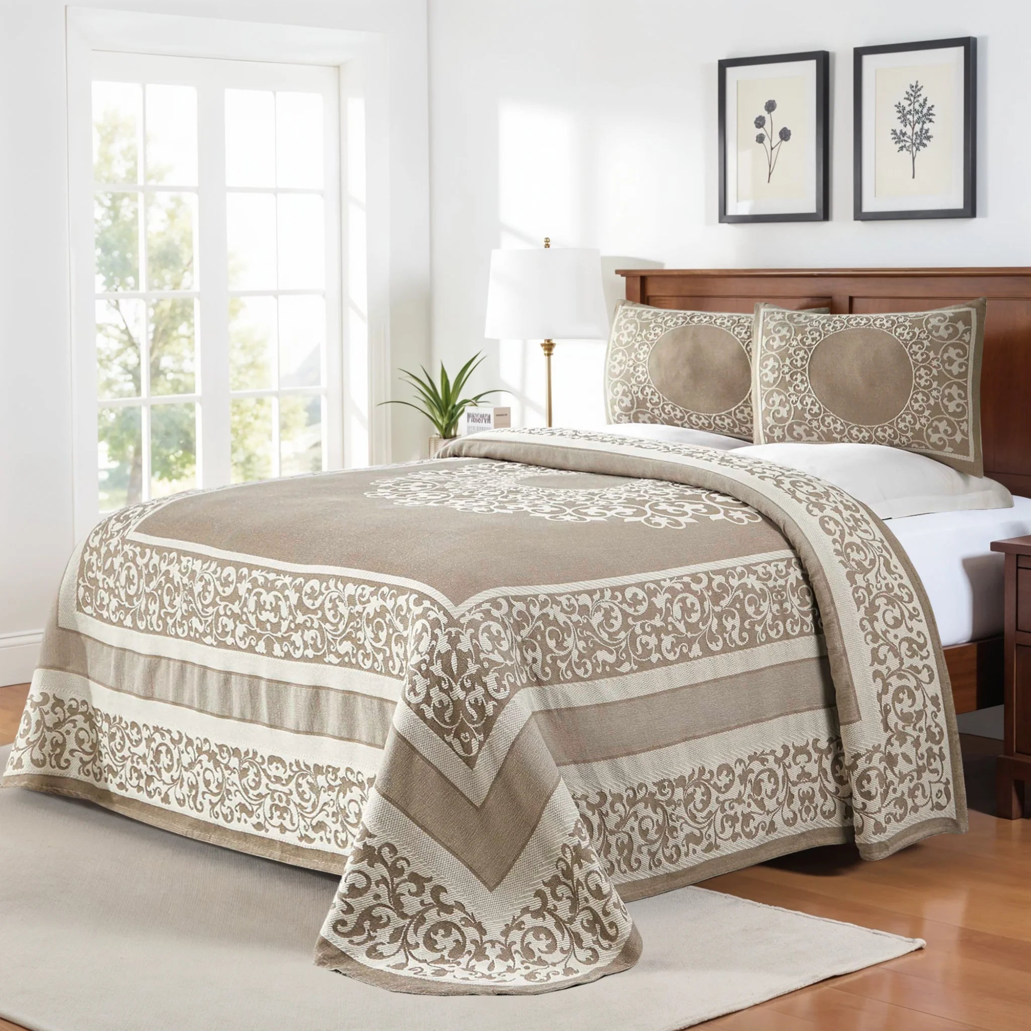 Boho Mandala Cotton Blend Woven Jacquard Bedspread Set