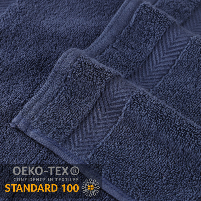 Zero Twist Cotton Ultra-Soft Absorbent Assorted 12 Piece Towel Set - Midnight Blue