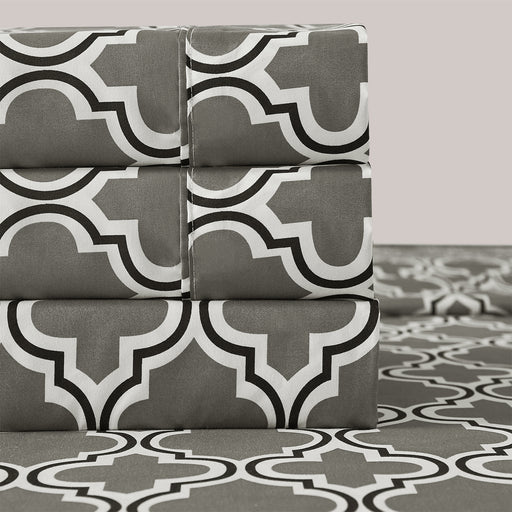 Hills 100% Brushed Microfiber Wrinkle Resistant Trellis Sheet Set - Gray