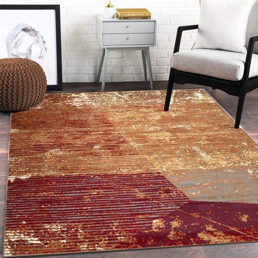 Mabel Abstract Contemporary Indoor Area Rug or Runner - Brown/Rust