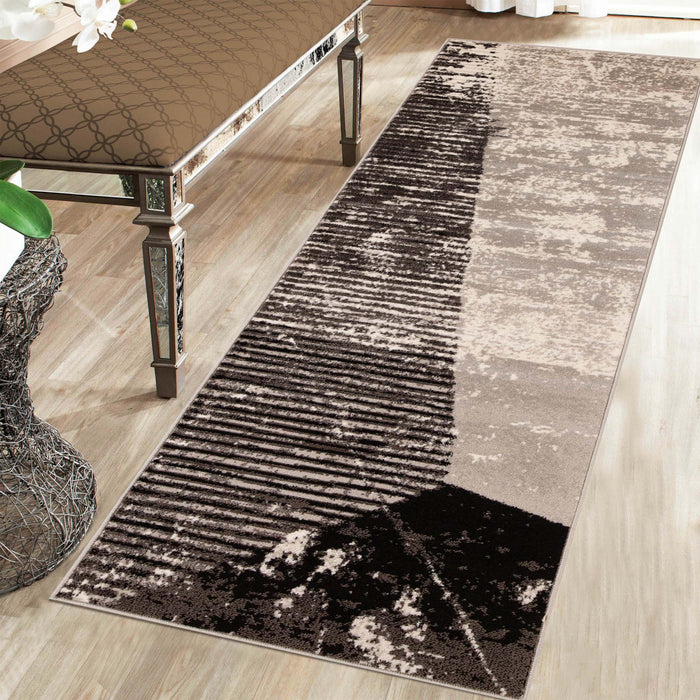 Mabel Abstract Contemporary Indoor Area Rug or Runner - Grey