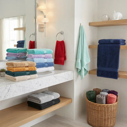 Egyptian Cotton Pile Plush Heavyweight Soft 4 Piece Bath Towel Set