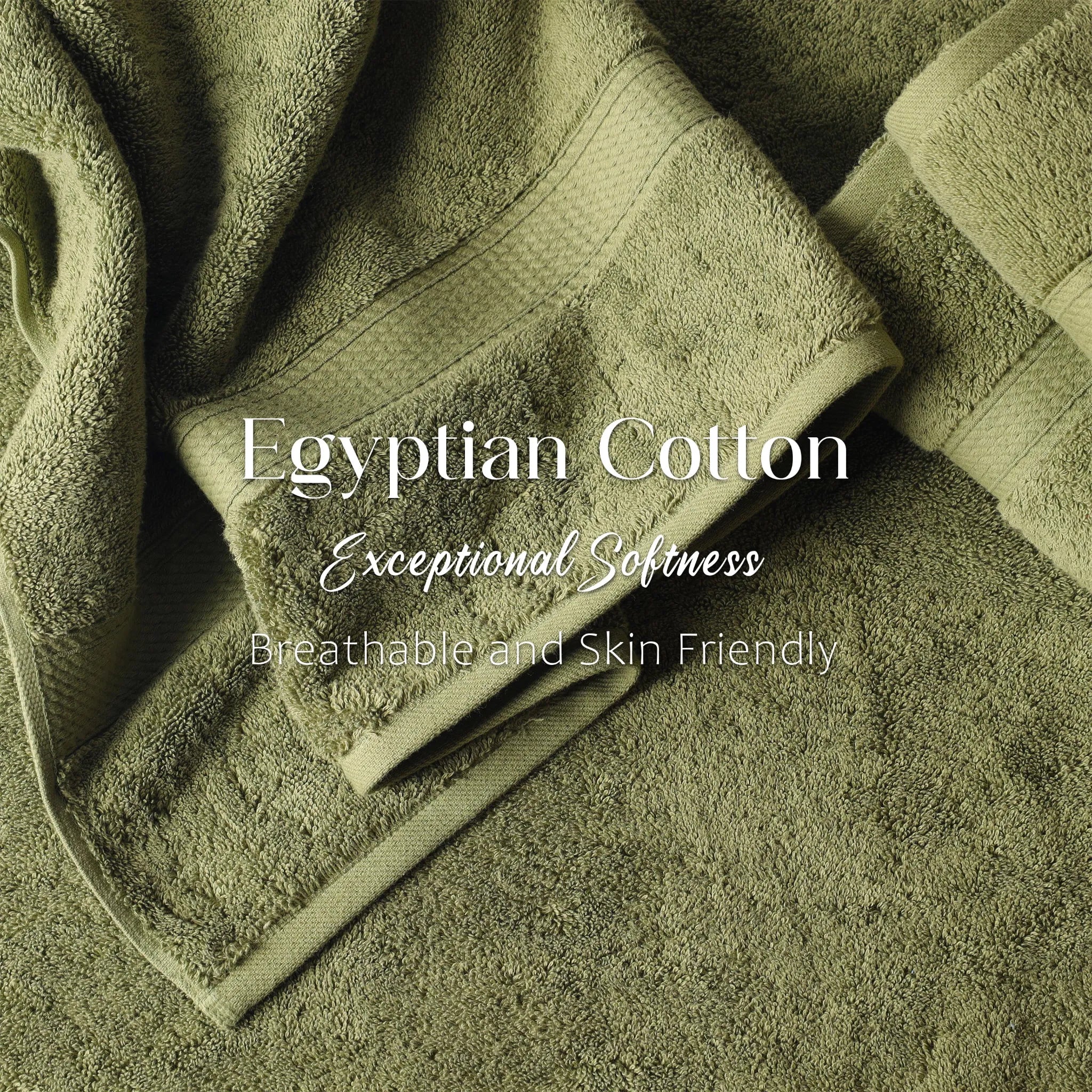 Egyptian Cotton Pile Plush Heavyweight Soft 4 Piece Bath Towel Set