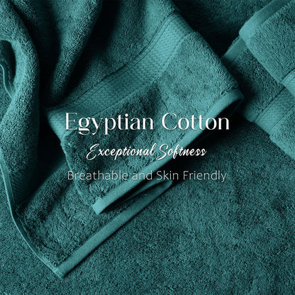 Egyptian Cotton Pile Plush Heavyweight Soft 4 Piece Bath Towel Set