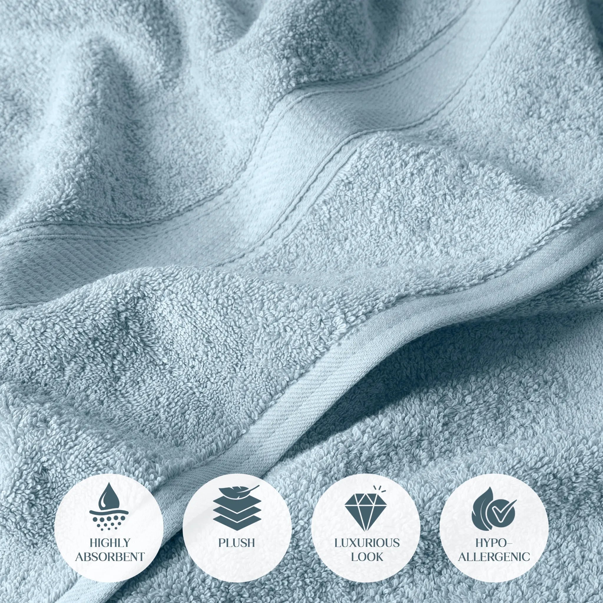 Egyptian Cotton Pile Plush Heavyweight Soft 4 Piece Bath Towel Set