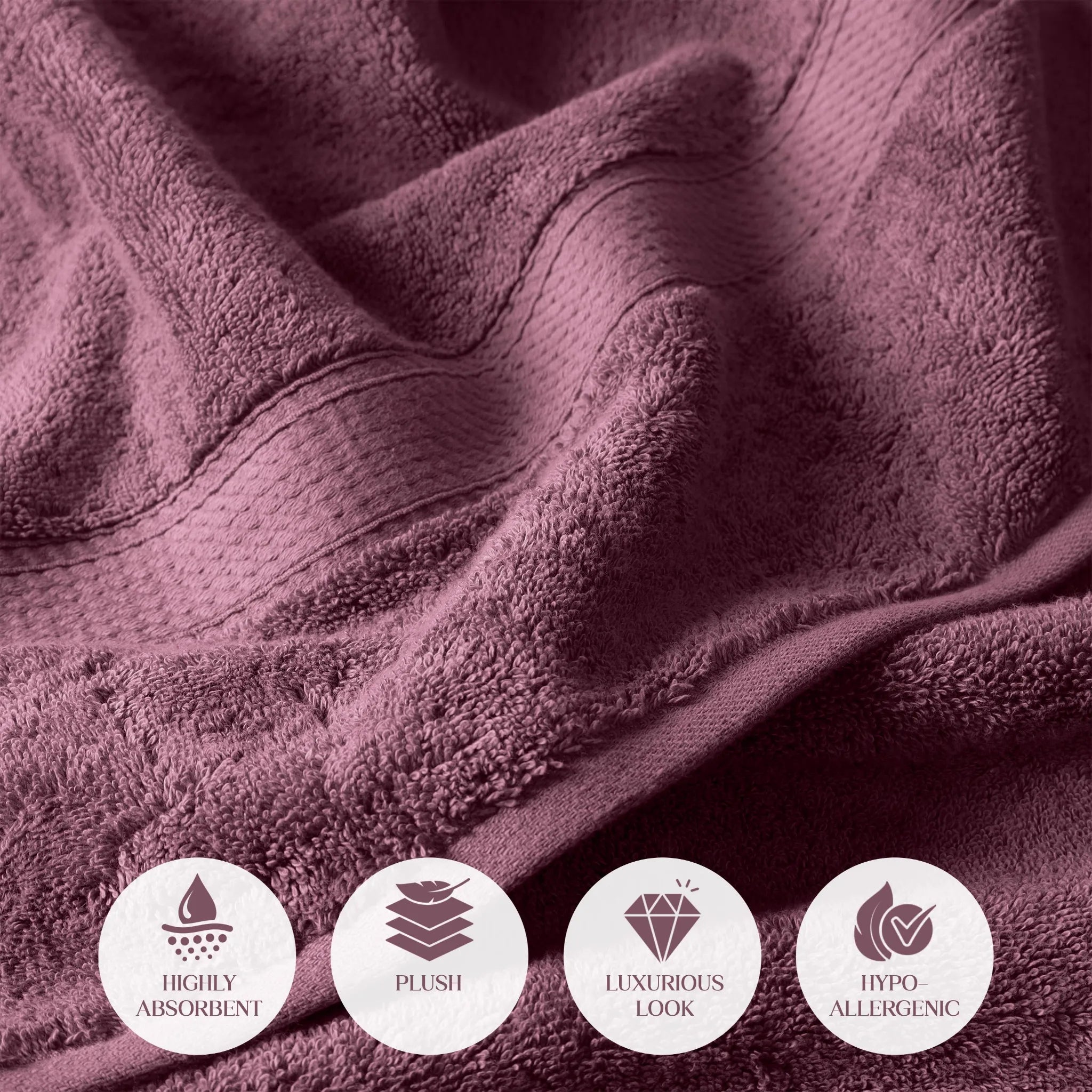 Egyptian Cotton Pile Plush Heavyweight Soft 4 Piece Bath Towel Set