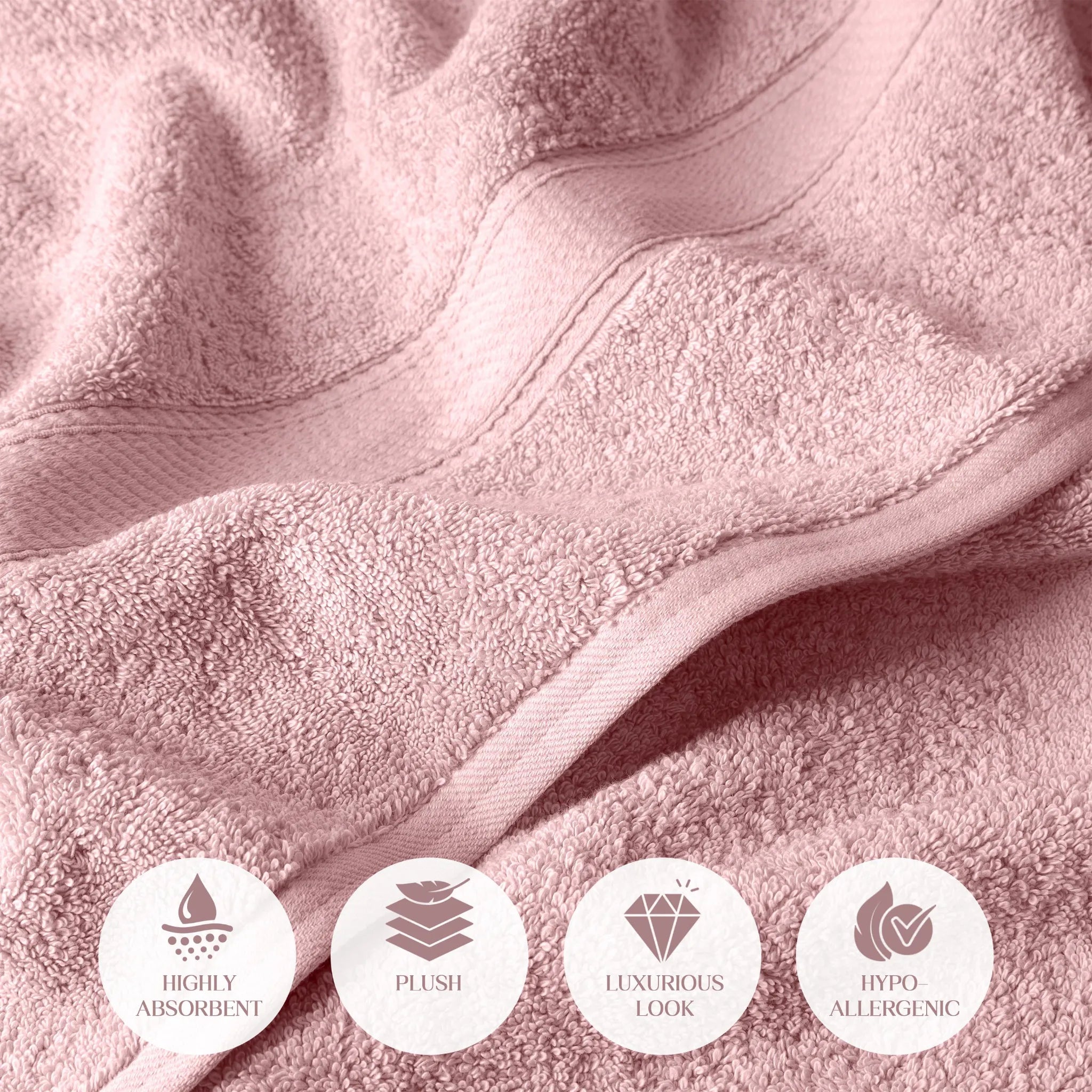 Egyptian Cotton Pile Plush Heavyweight Soft 4 Piece Bath Towel Set