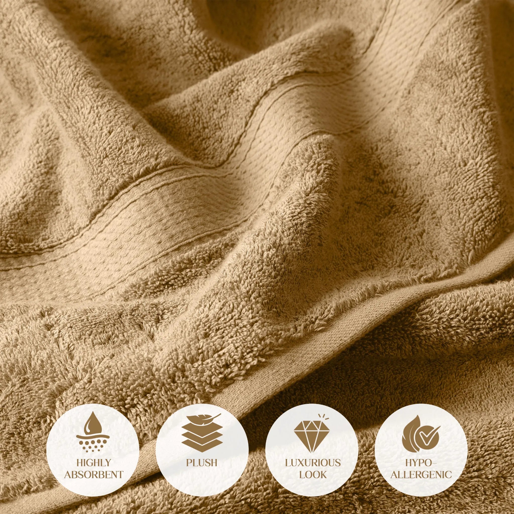 Egyptian Cotton Pile Plush Heavyweight Soft 4 Piece Bath Towel Set