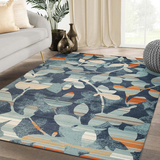 Mahonia Leaf and Vine Indoor Area Rug or Runner - Blue