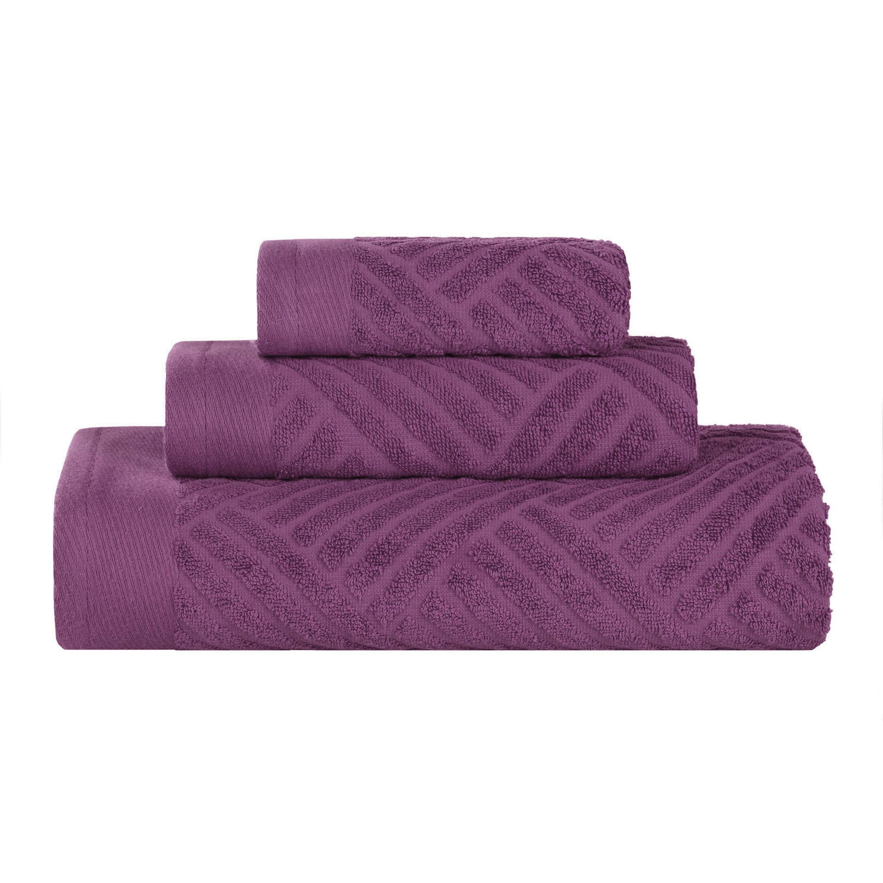 Basketweave Egyptian Cotton Jacquard 3 Piece Assorted Towel Set - Blue Nile Mills