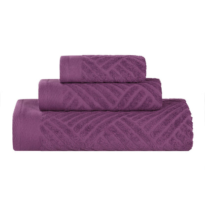 Basketweave Egyptian Cotton Jacquard 3 Piece Assorted Towel Set - Blue Nile Mills