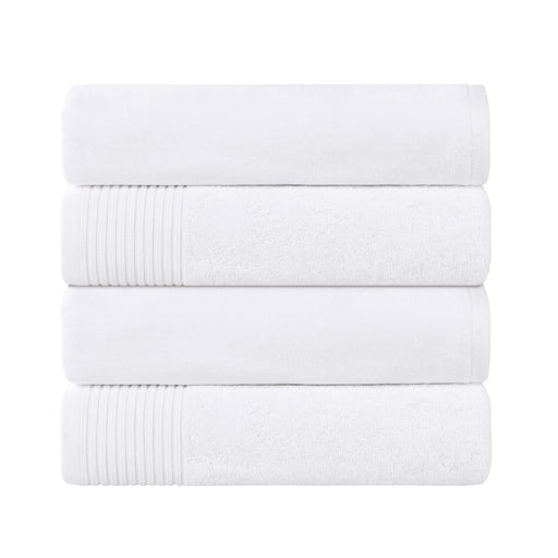 Cotton Assorted Solid and Marble Effect 4 Piece Bath Towel Set - White