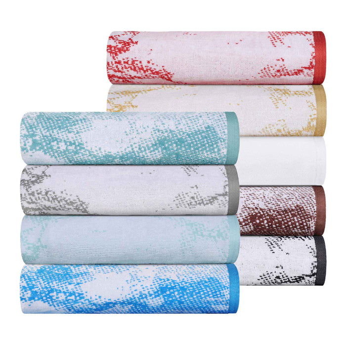 Cotton Quick-Drying Solid and Marble 6 Piece Towel Set