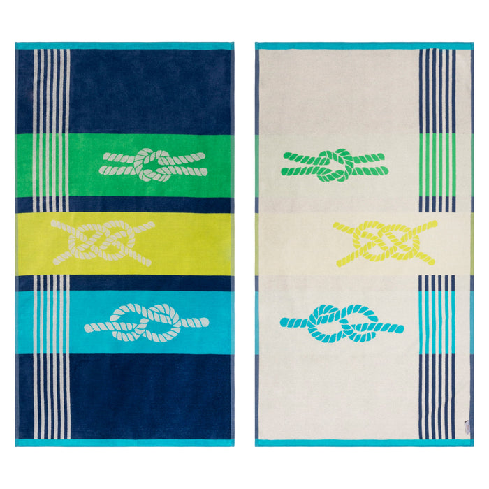 Marine Knots Oversized 2 Piece Beach Towel Set - Blue