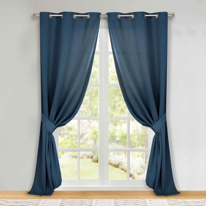 Solid Machine Washable Room Darkening Blackout Curtains, Set of 2