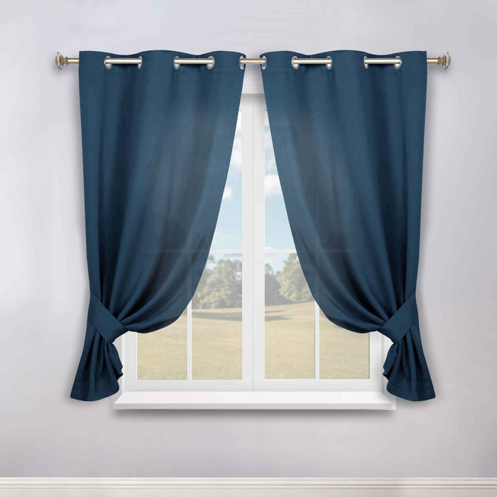 Solid Machine Washable Room Darkening Blackout Curtains, Set of 2 - Blue Nile Mills