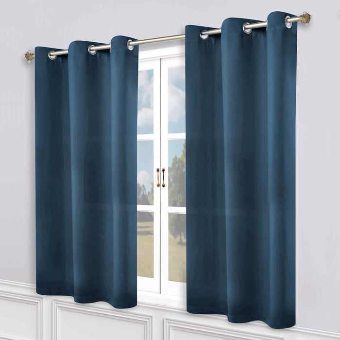 Solid Machine Washable Room Darkening Blackout Curtains, Set of 2