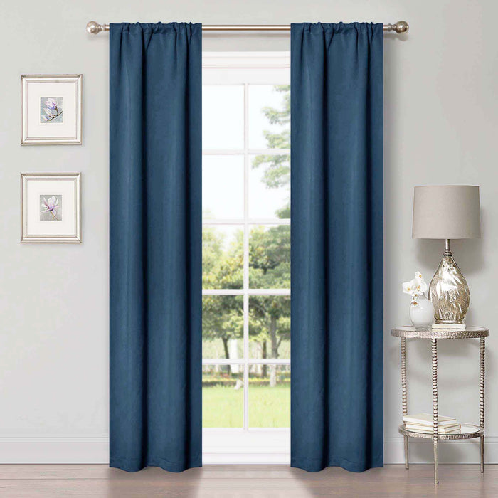 Solid Machine Washable Room Darkening Blackout Curtains, Set of 2